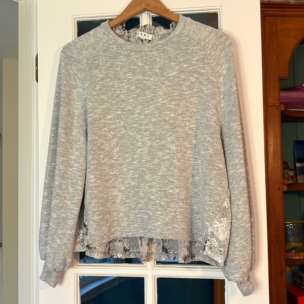 THML Heather Pullover with Sheer Snakeskin Back